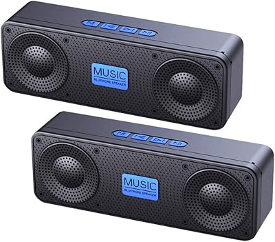 2Pack Bluetooth Speaker,3D Hi-Fi Bass Portable Wireless Bluetooth Speaker 5.0 with 12H Playtime,TWS Wireless Stereo Pairing,Microphone,Sound,Outdoors,FM Radio,Built-in Mic,TF,Aux,Travel Bass