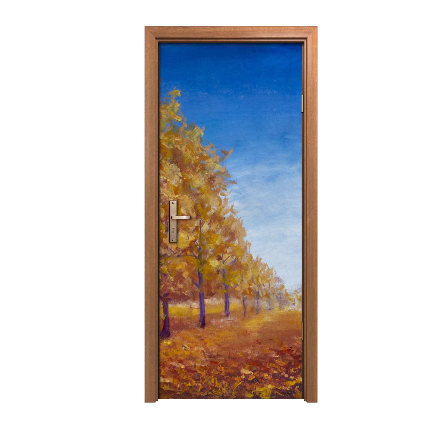 Autocollant de porte forêt d'automne pour créer un salon chaleureux et cocooning