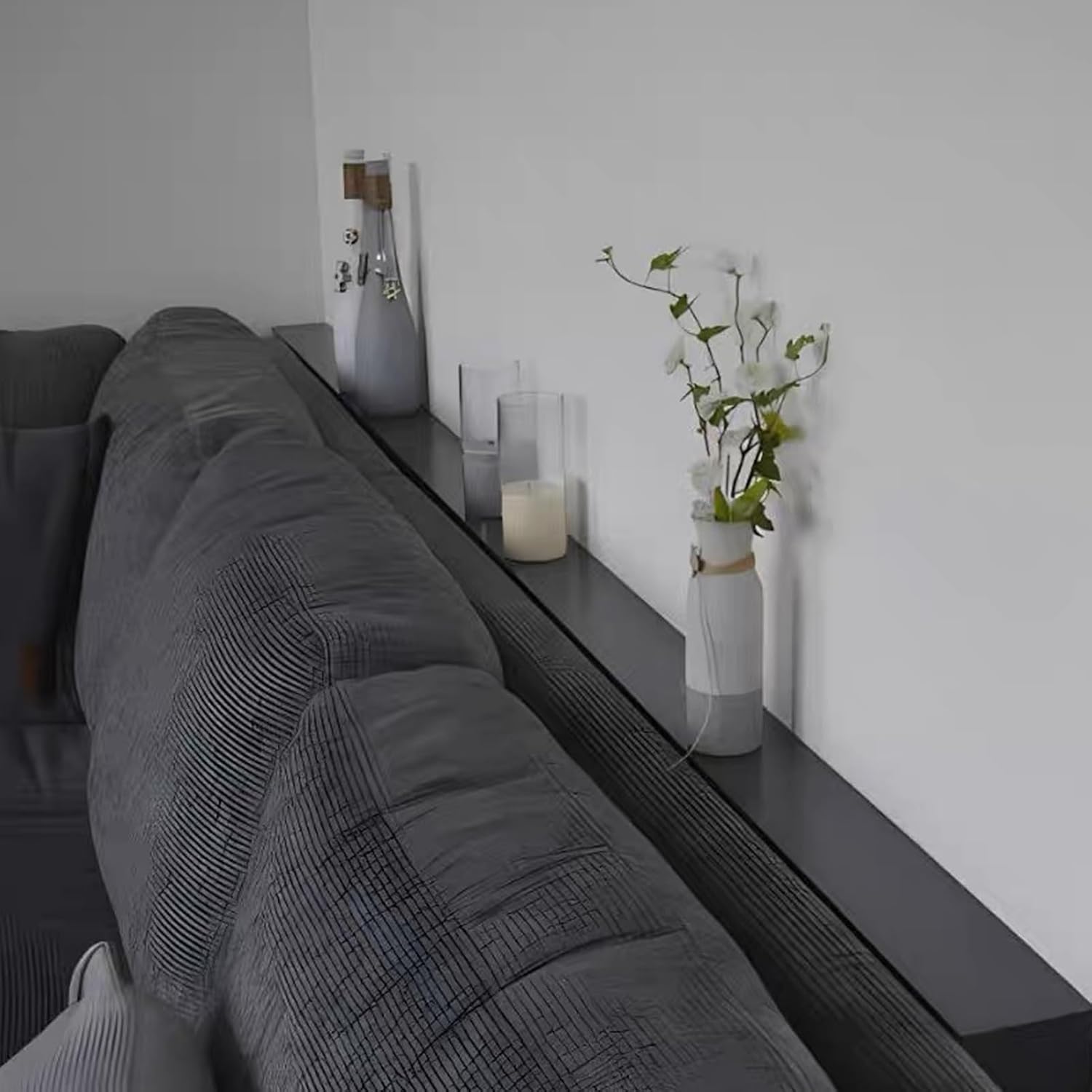 Entryway Table, Sofa Tables Narrow Long, Console Table with Metal Frame, Sofa Table with Adjustable Foot Pad, Behind Couch Table, for Hallway, Foyer, Easy Assembly, Black(L100cmxW10cm/39.3x3