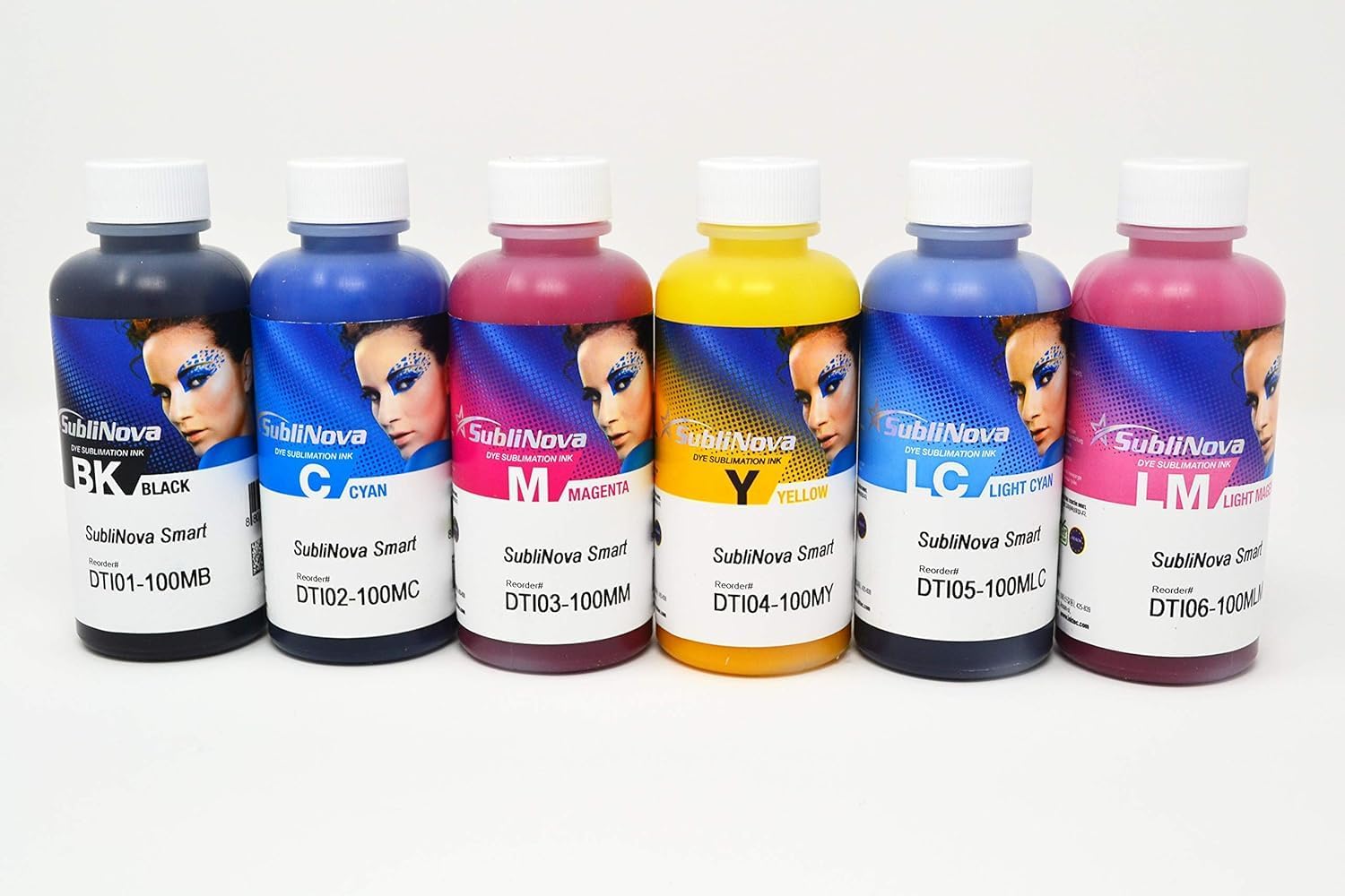 Ink Tec Sublinova Smart DTI Dye Sublimation Inks (6 Colour Set (C,M,Y,K,LC,LM), 100ml)