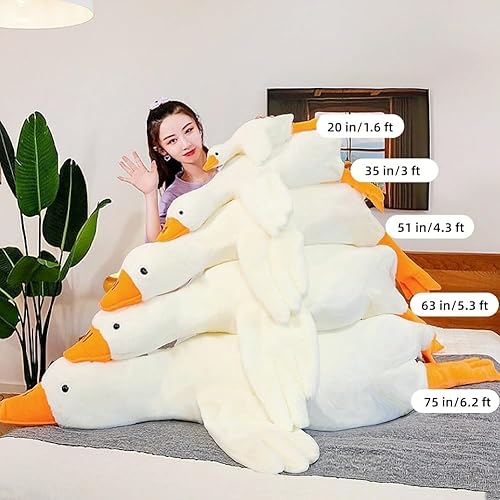 Miniatura 2 de BXEBUI Peluche gigante de ganso blanco de 63 pulgadas, almohada de peluche de ganso muy grande, juguetes de peluche de ganso, almohada para abrazar,