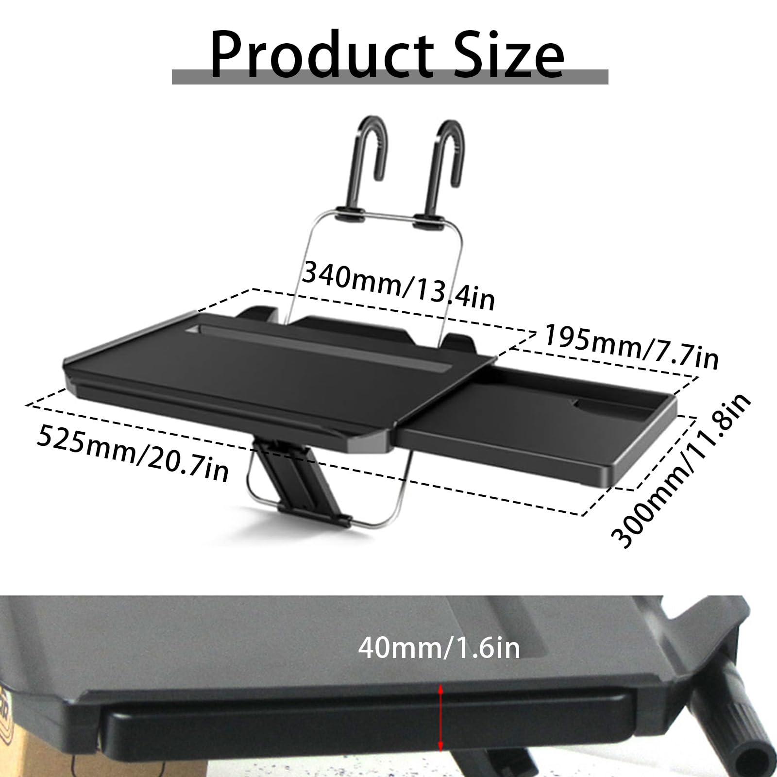 Support De Volant De Voiture, 2 en 1 Plateau De Volant Table D'ordinateur Pliable Et Portable pour Siège De Voiture Universel Support Multifonctionnel pour Volant Plateau De Table Jusqu'à 10kg