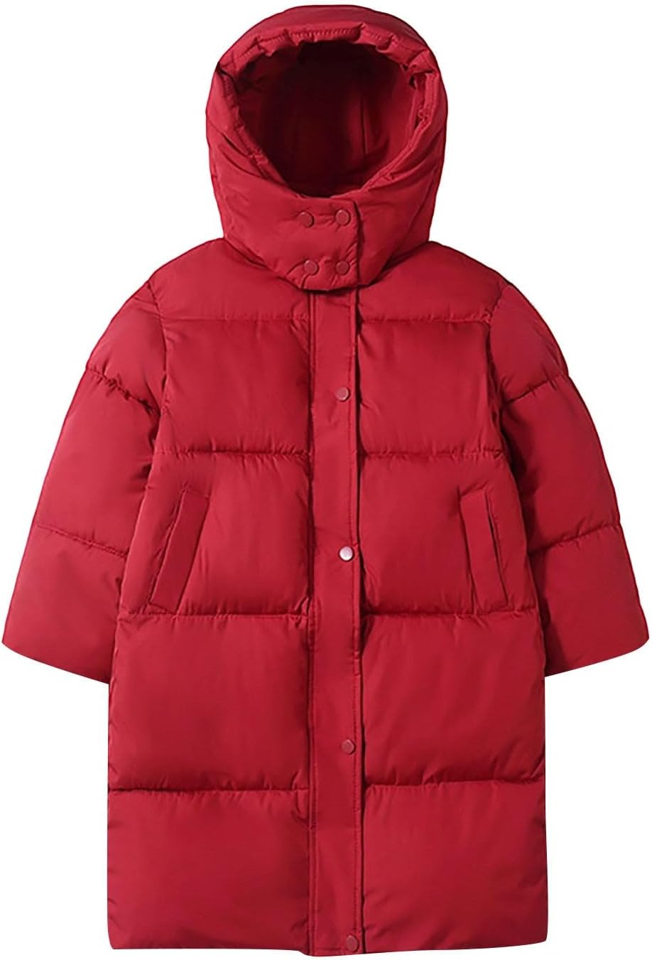 Thicken Down Coat for Girls Boys Hooded Padded Winter Puffer Jacket Kids Windproof Lightweight Long Outerwear