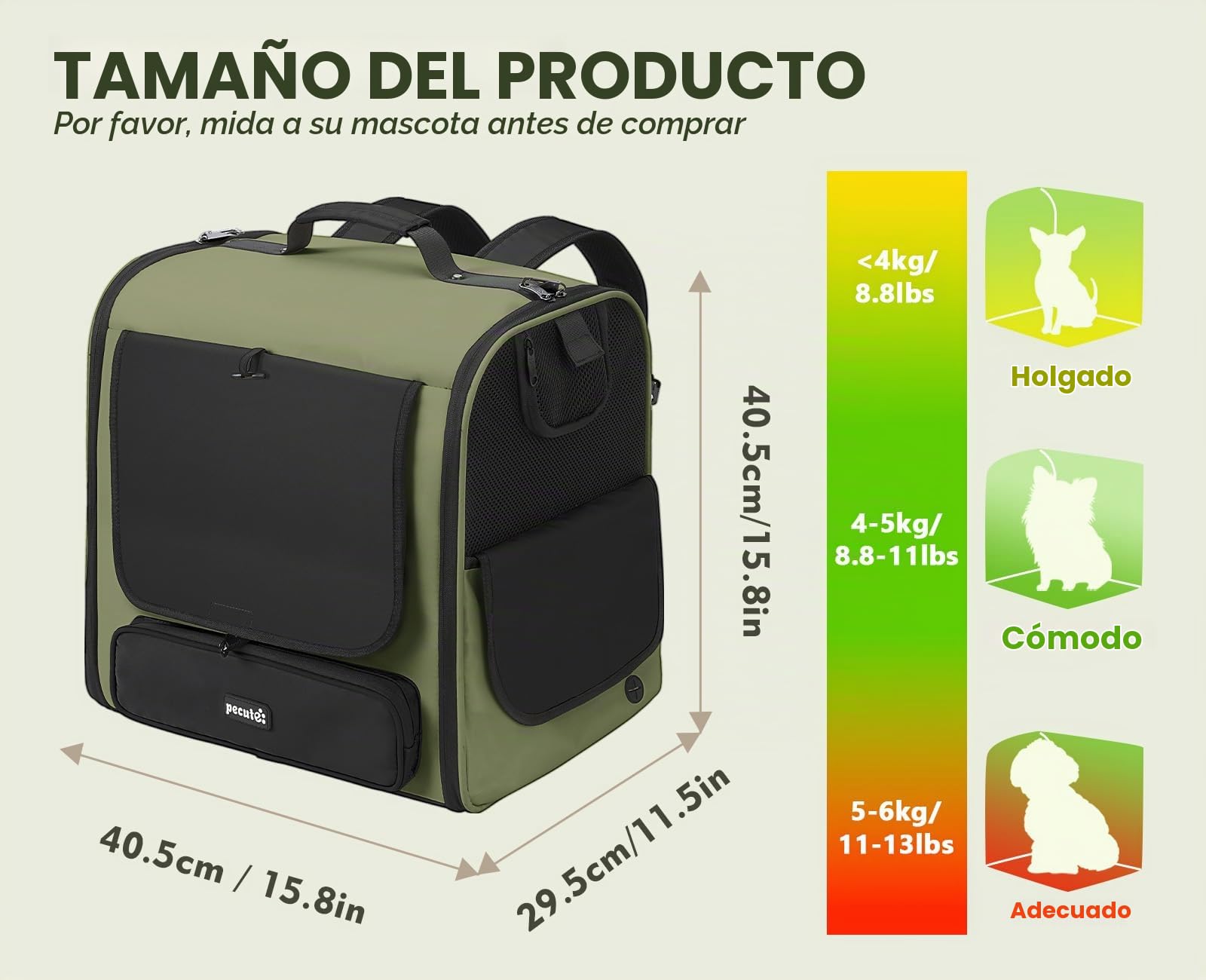 Pecute Mochilas para Gatos ensanchadas < 6 kg, Bolsas de Transporte para Perros, Asiento de Coche para Perros, estables seguras, Transpirables para Senderismo al Aire Libre, Viajes en Coche