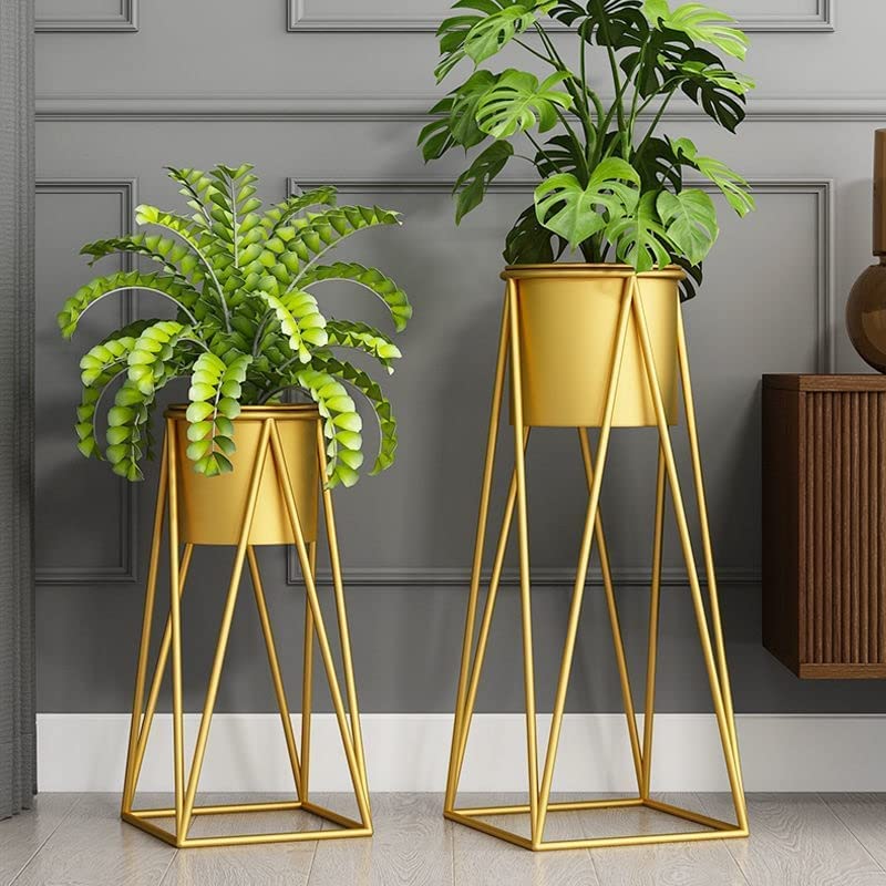 NEUMARK Metal Tall Black Planter with Gold Stand Tall Modern Plant Stands Indoor Outdoor Decoration Potted with Pot Tall Pack of 2 Outdoor Living Gardening Plant Containers Flower Pots (Gold) (B0CJ7W7RJX) Amazon Price History, Amazon Price Tracker