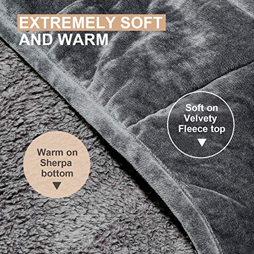 Argstar Sherpa Fleece Weighted Blanket For Adults 15 Lbs On Twin/Full Bed, Soft Cozy Fuzzy Heavy Blankets With Premium Glass Beads,48"X72", Dark Grey. #TOP2