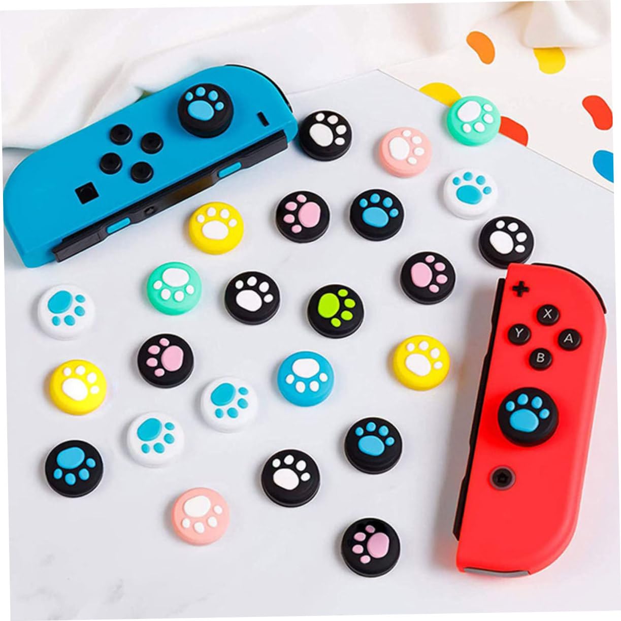 Yardenfun Lot De 16 Capuchons De PoignéE De Joystick En Silicone Motif Patte AntidéRapants Pour Manette Protection Confortable Et Facile À Installer