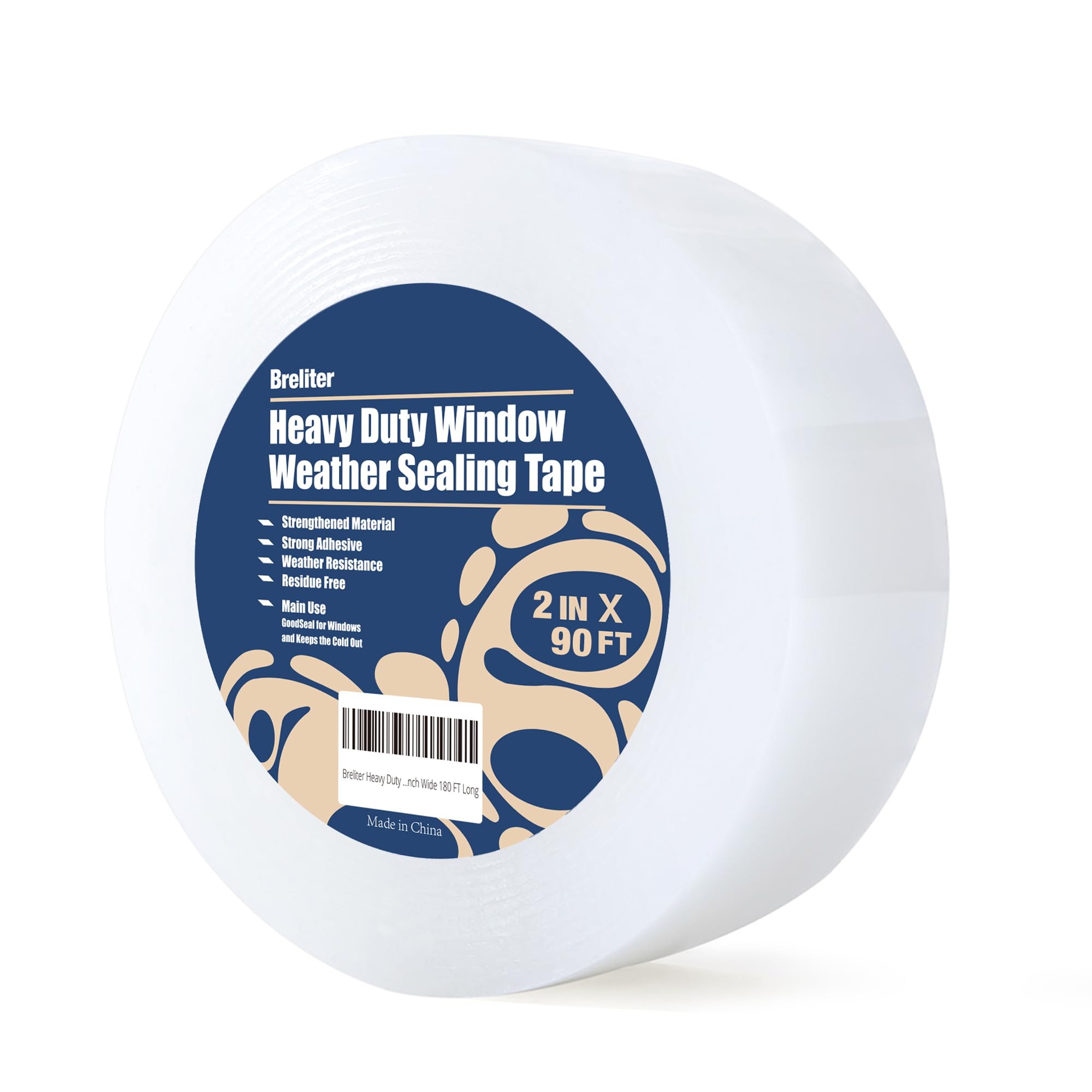 Heavy Duty Window Weather Sealing Tape - Transparent Window Tape for Winter and AC Insulation, No Mess Winter Window Seal Kit - 2 Inch Wide 90 FT Long