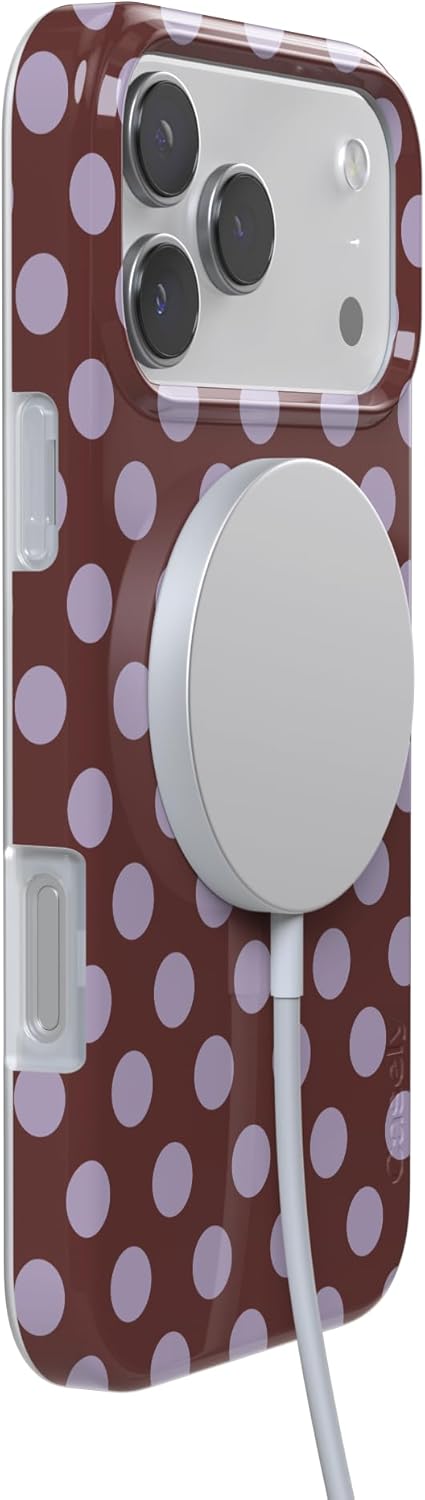 Casely iPhone 17 Pro Max Case | Spotted in SoHo | Burgundy Polka Dot | Compatible with MagSafe | Classic Ultra Slim Design
