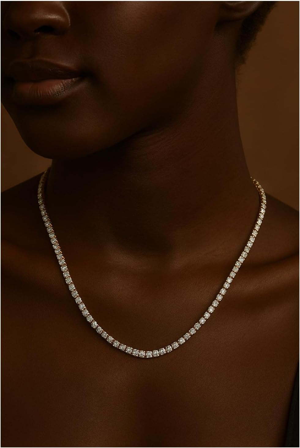 Kose 4 Prong Tennis Necklace for Women and Men- 18k white/yellow gold plated chains and 5A 3.0mm Round Cubic Zirconia Cut Faux Diamond Tennis Chain| Festival gifts |Size 16/18/20inch - Image 3