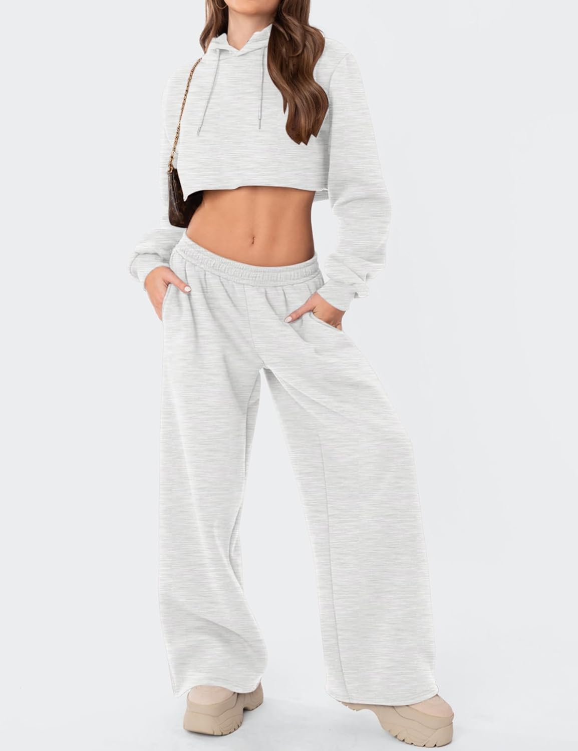 LOMON Wide Leg Sweatpants Women Fleece Sweat Pants Fall Spring Clothes 2026 Teen Girl Baggy Jogger Sweatpant with Pockets - Image 4