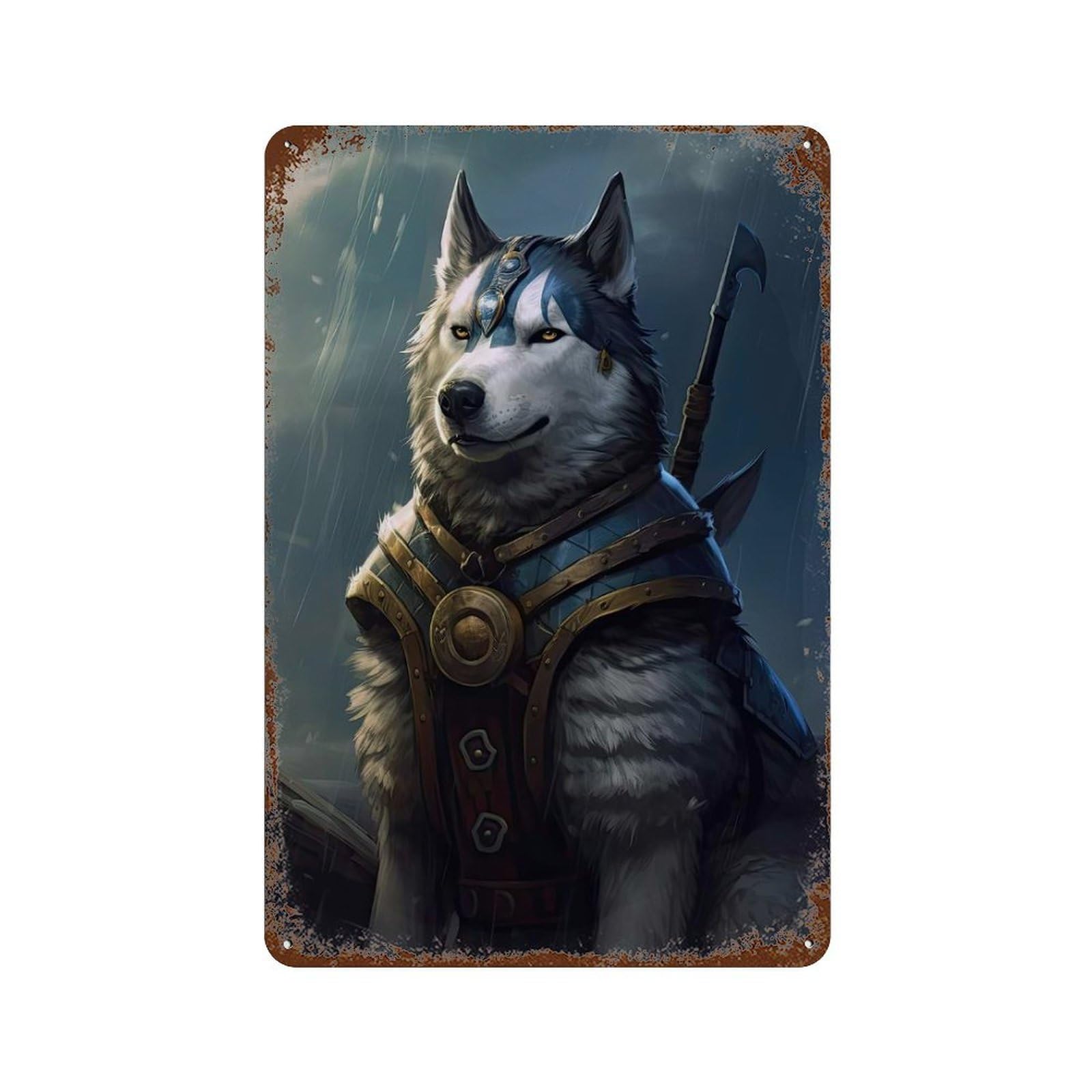 Garage Style Husky Viking Distressed Metal Wall Sign 11.8"x7.9", Vintage Wall Decor for Bar And Workshop