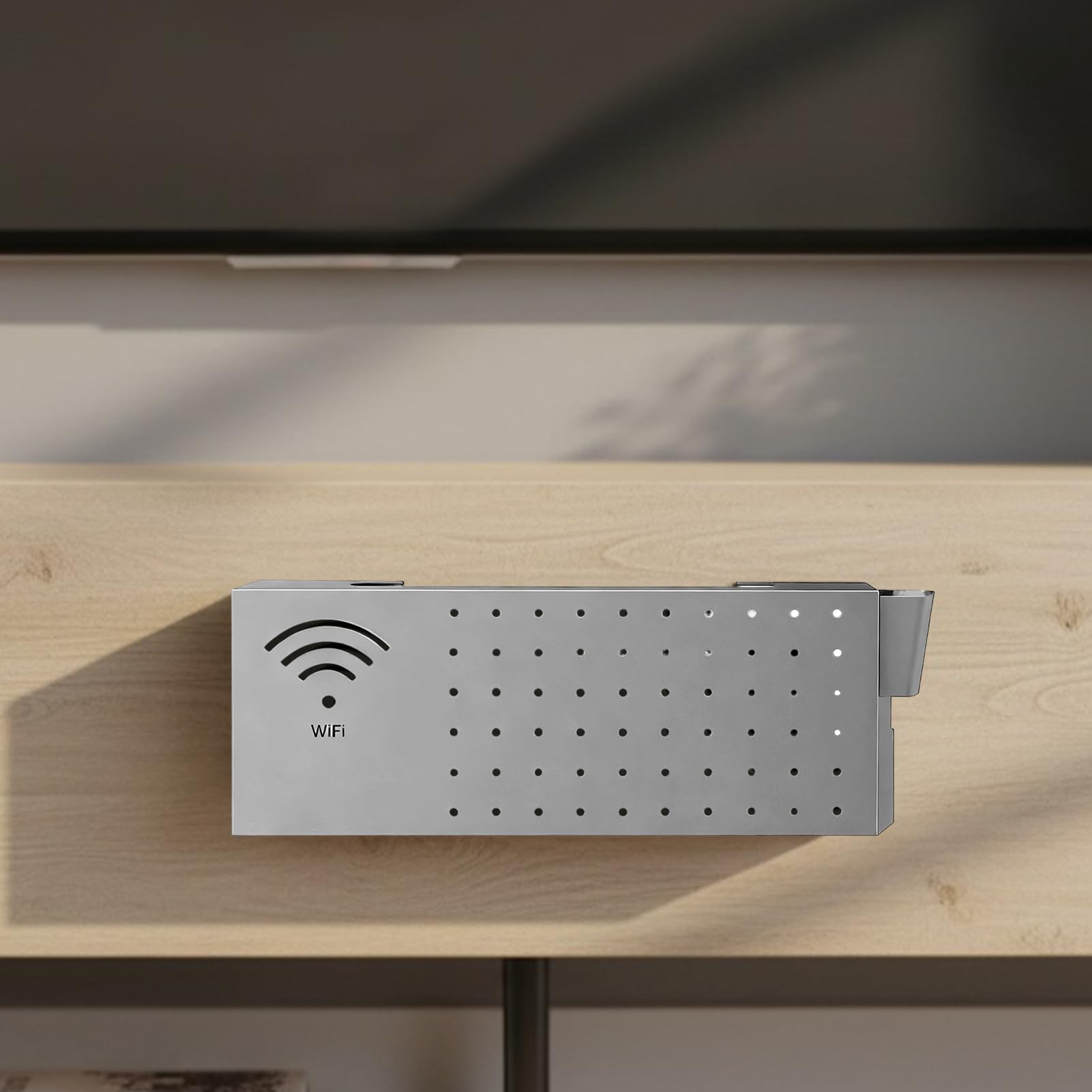 Copri Scatola Router Organizzatore Multifunzionale In Acciaio Al Carbonio | Box Router da Parete per Connessione Rete Presa Uscita Organizzatore Cavo Soggiorno TV Scrivania