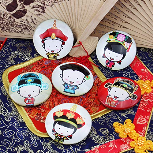 Set Of 6 Palace Museum Glass Refrigerator Magnets Fridge Magnet Peking Opera Royal Family Cartoon Characters Set Resin Colorful Decorative Crystal Fridge Magnets Travel Gift About Chinese Culture #TOP2