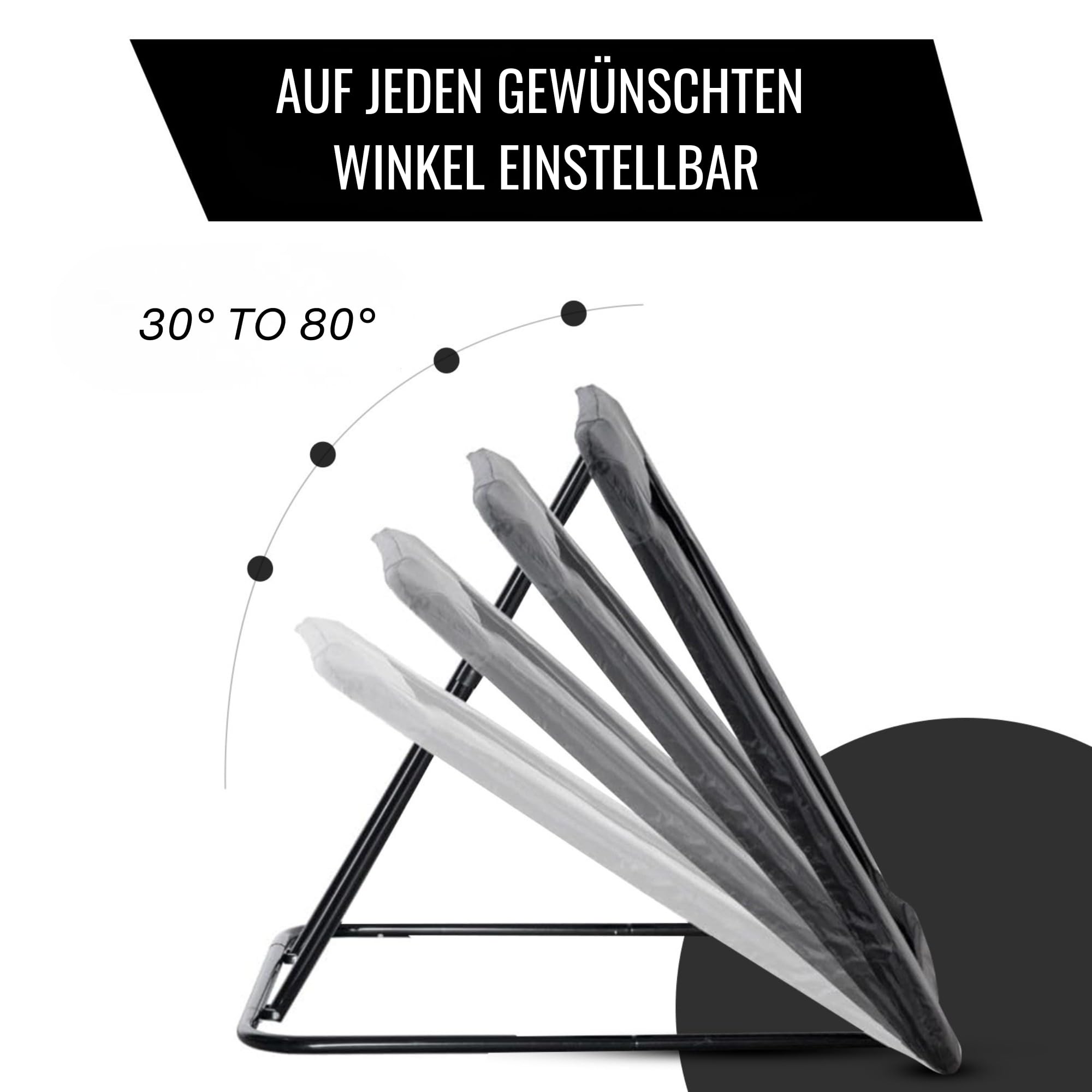 Fußball Rebounder 100x100 cm, klappbares Trainingsnetz mit 5-Fach verstellbarem Winkel, Kickback Netz für Pass-, Schuss- & Ballkontrolltraining, mit Bodenankern für Garten & Training, Schwarz