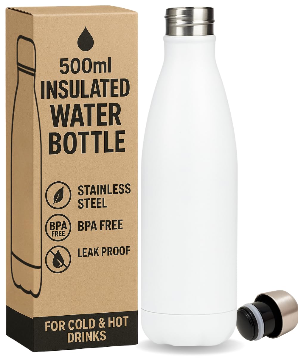 Electoys 500ml Water Bottle Stainless Steel | Flask for Hot Drink | Travel Mug Leakproof Water Bottle | BPA Free Gym Bottles for Women Men | Insulated Metal Drinking Flask Travel Waterbottle