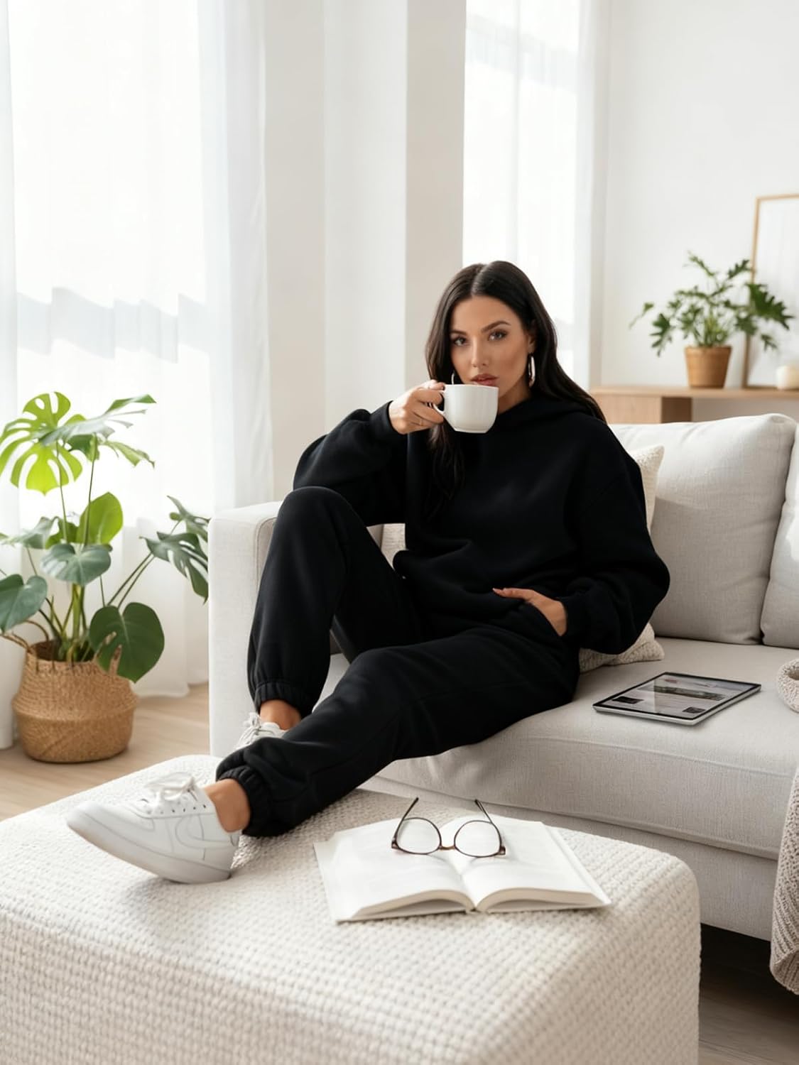 KANSOON Sweatsuits for Women Set 2 Piece Outfits Long Sleeve Hoodie Oversized Sweatshirt Jogger Pants Casual Tracksuit Sets - Image 5