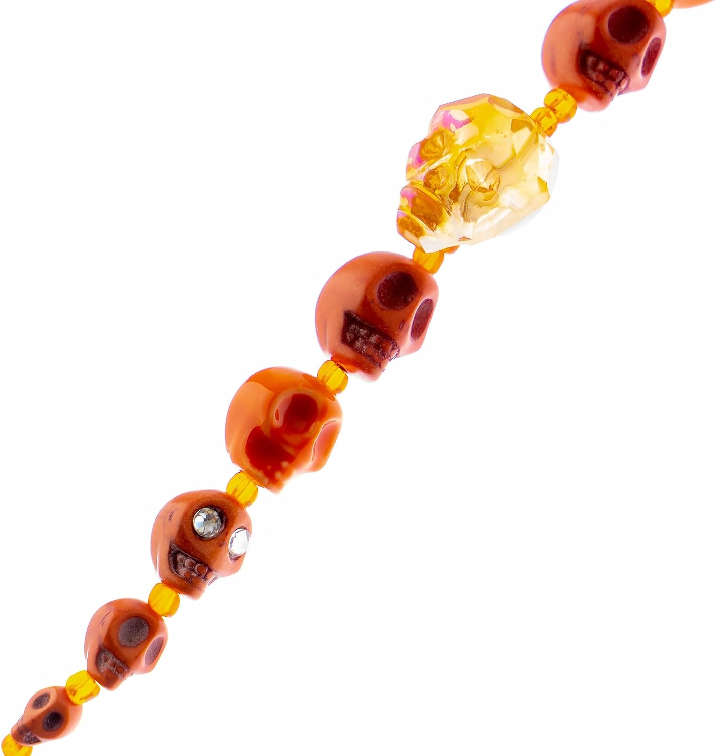 John Bead 33 Assorted Sized Skulls Bead Strand 6.5in. Strand Orange