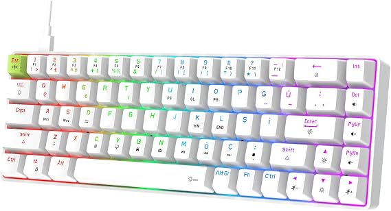 Gravion Raxor 68 Tuş RGB Manyetik Switch Mekanik Gaming Oyuncu Klavyesi Hot Swap Rapid Trigger Beyaz Type-C to Usb Kablolu Kompakt Tasarım Anti-Ghosting Dayanıklı Tuşlar
