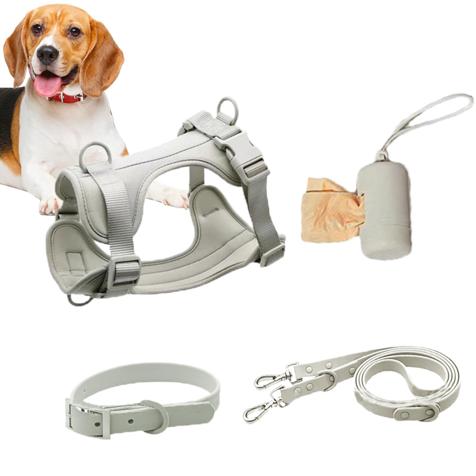 Dog Harness Set Medium Sized Dog,Pet Harness Collar and Lead Set | Lead Set Step in No Pull Pet Harness for Dogs Puppy with Poop Bag Holder
