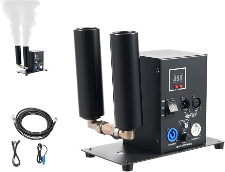 CO2 Jet Machine with 2 Heads DMX CO2 Fog Machine Air Column with 19.7 inch Hose Smoke Machine for DJ Wedding Party Events Festival 1 pc