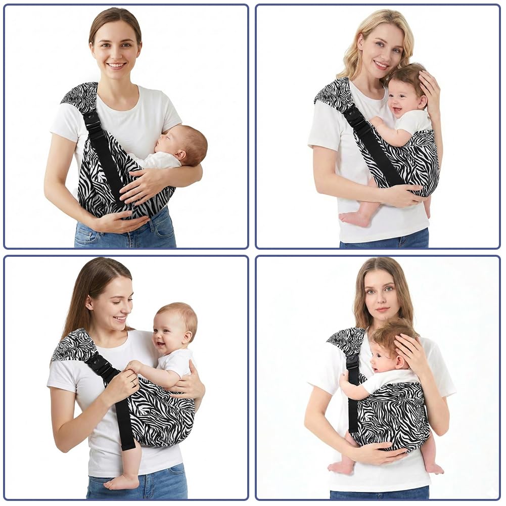 Porte Bebe Toddler Réglable, Echarpe de Porte-Bébé Latéral Respirant avec Sangles Antidérapantes Conception de Sac à Dos Enveloppante avec Boucle pour Nouveau-Né Jusqu'à 3-36 Mois, Zèbre