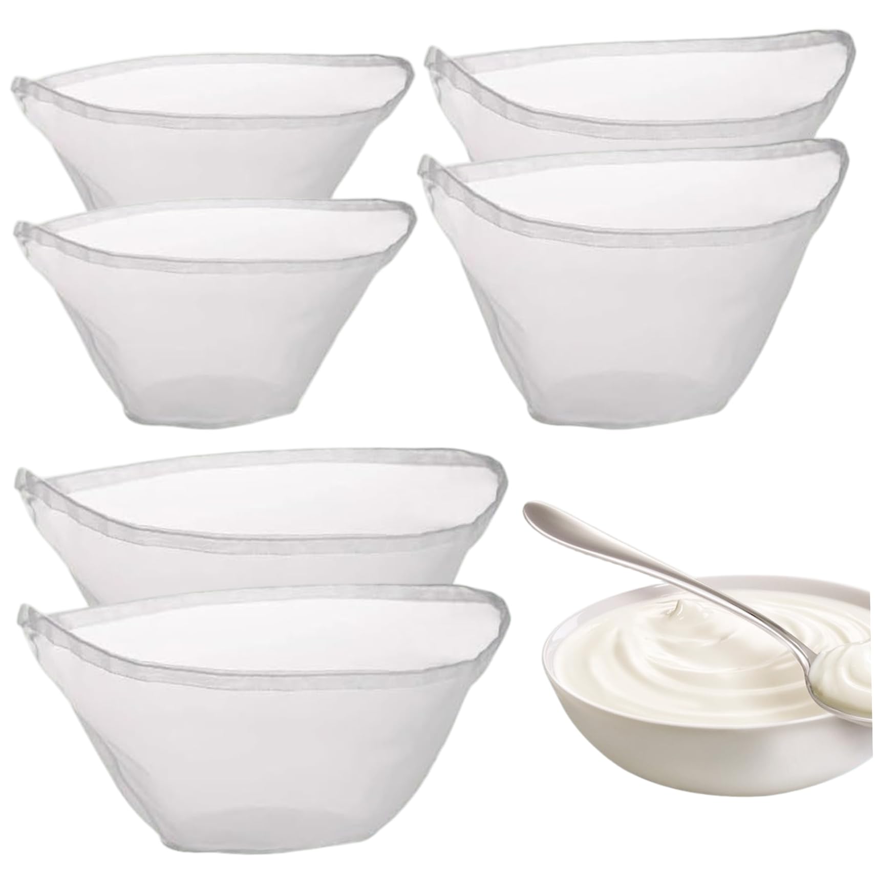 Uanqfegy Cheesecloth for Straining, Wide-Mouth Nylon Filter Bags, Reusable Fine Mesh Filter for Nut Milk, Dumpling Filling, Yogurt & Cooking (6 Pieces)