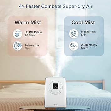 LEVOIT LV600S Smart Warm and Cool Mist Humidifiers for Home Bedroom Large Room & Air Purifier for Home Allergies Pets Hair in Bedroom