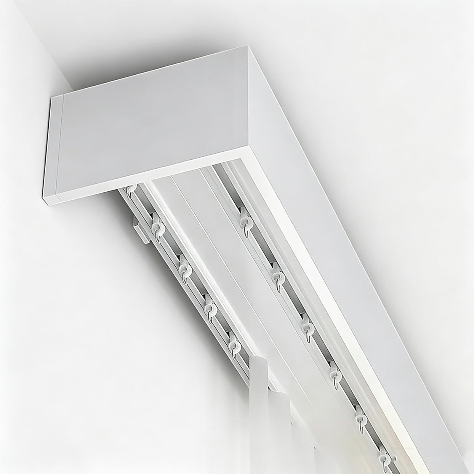 DLLDQBD Double Rails Curtain Box With Track - Functional Alternative To Traditional Curtain Rods For Every Space(Size:14.8FT/450CM,Color:Side Mount)