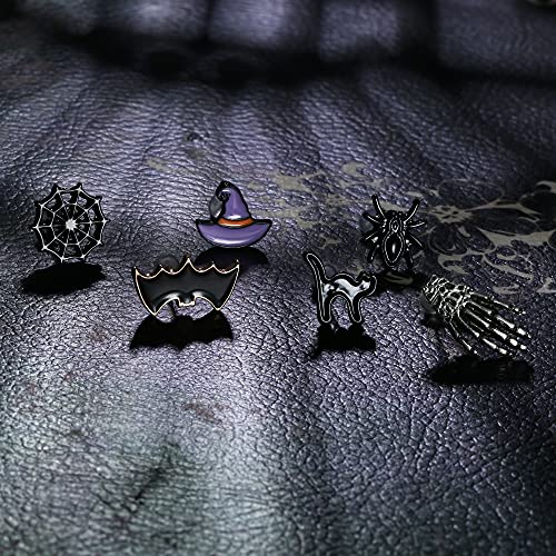 SAILIMUE 12 Pairs Halloween Earrings for Women Pumpkin Spider Ghost Bat black cat Tiny Halloween Stud Earring Set Halloween Theme Party Jewelry3