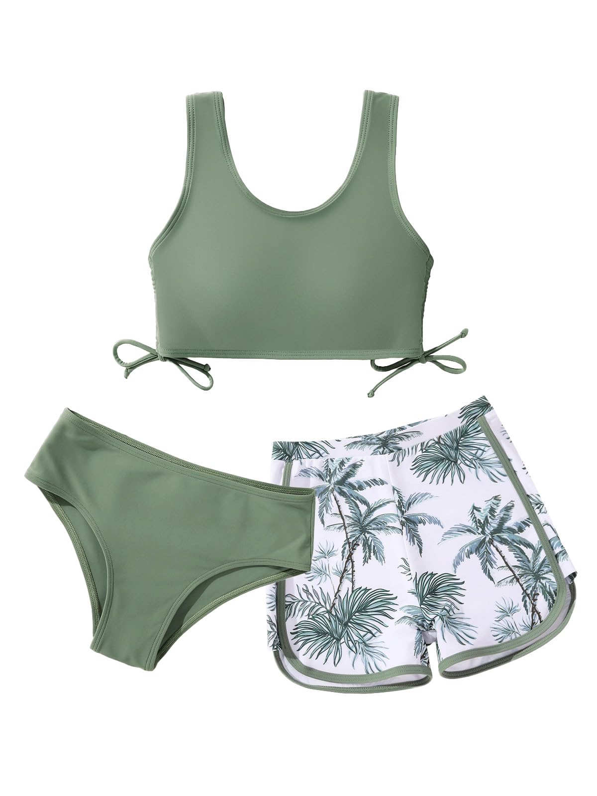 Maillot De Bain 3 Pièces Fille Avec Cache-Maillot Réglable - Ensemble Bikini Et Rashguard SERENYOU
