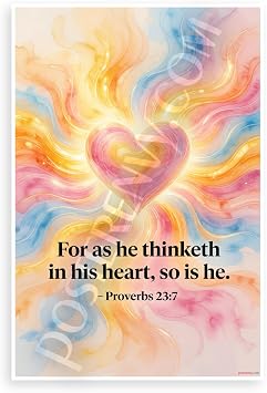 Proverbs 237 "For as He Thinketh in His Heart, So Is He" Inspirational 12x18 US Made Poster