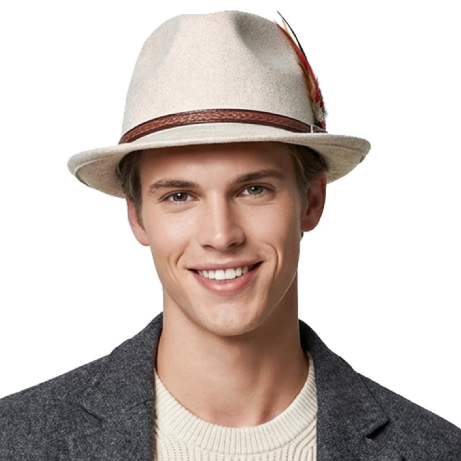 Chapeau Fedora de qualité supérieure pour homme et femme, chapeau d'hiver classique en feutre, jazz à bord court réglable avec ceinture et plumes