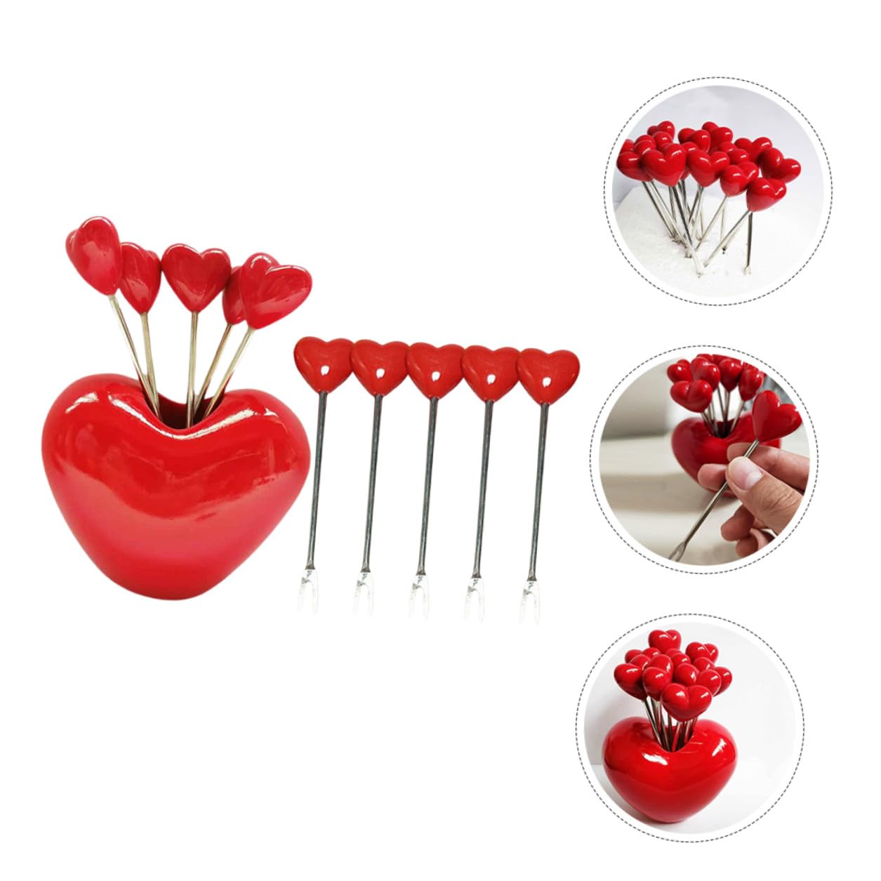Gatuida Juego de Tenedores de Postre para Frutas y Pasteles, Ligeros y Fáciles de Agarrar, con Soporte de Resina y Metal, Ideales para Uso Diario y Reuniones Familiares