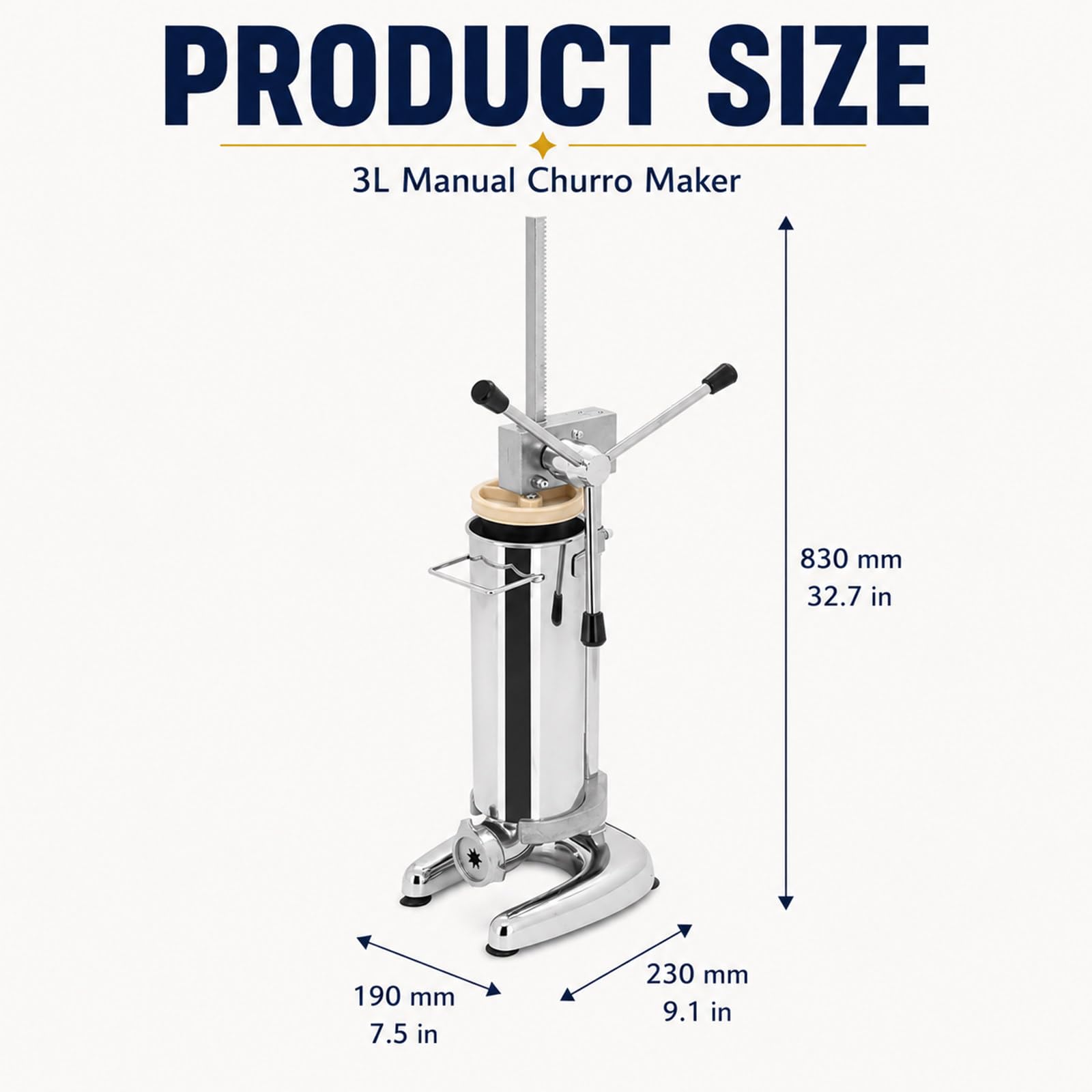 Máquina para Churros, Churrera Manual Profesional de Acero Inoxidable con 5 Moldes para Bar, Pastelería, Restaurante, Feria y Food Truck, para Venta de Churros 3L