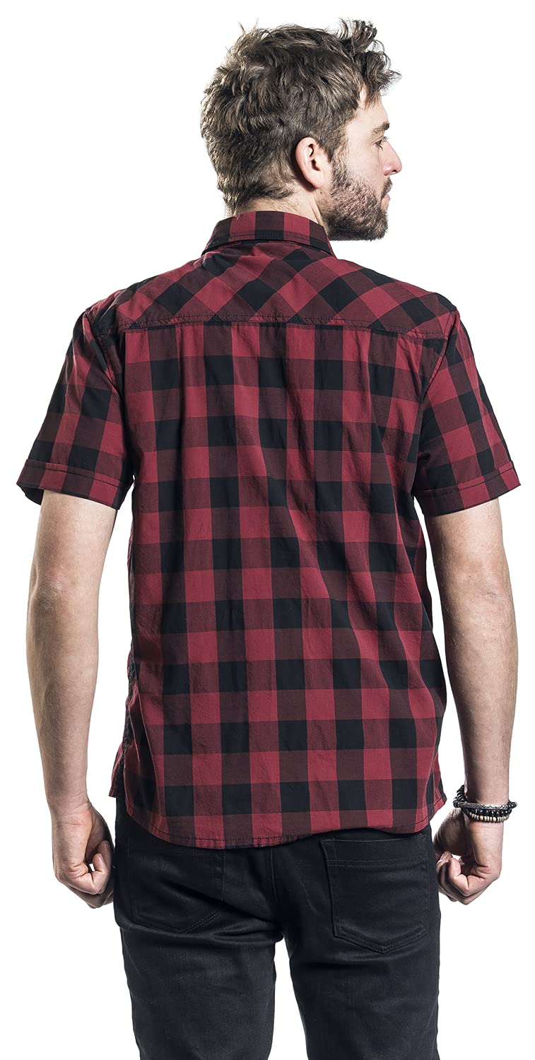 Brandit Roadstar Uomo Camicia Maniche Corte nero/rosso Regular