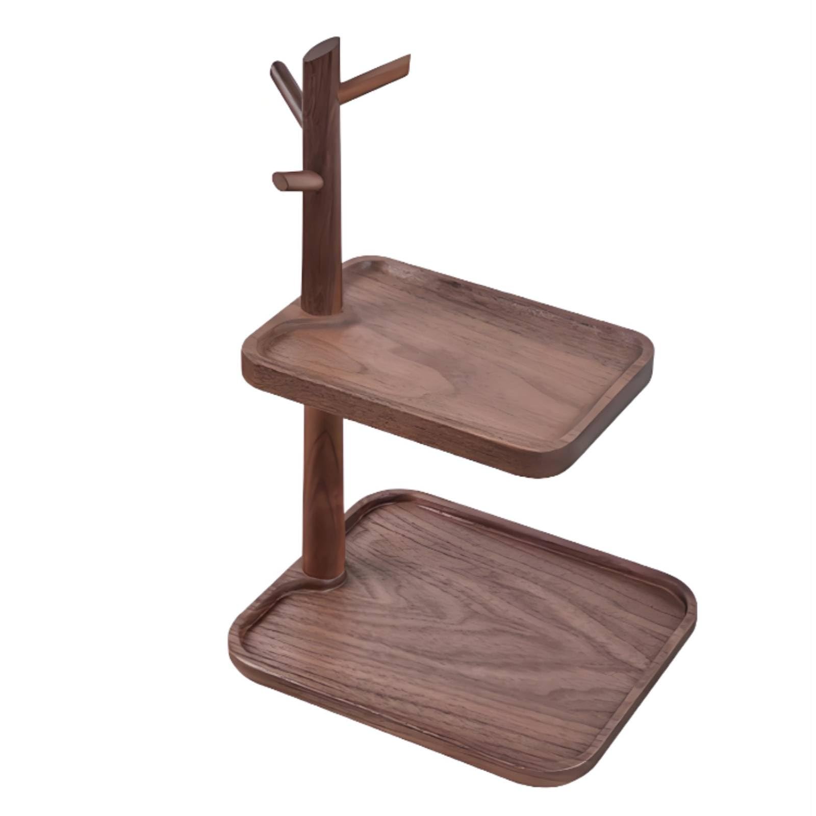 Vassoio Portachiavi in Legno di con Svemptytasche Vassoio Organizzatore Portamonete a Due Ripiani con Colonnina E Ganci per Chiavi E Anelli Adatto per Consolle d'Ingresso Comodino Tavolo
