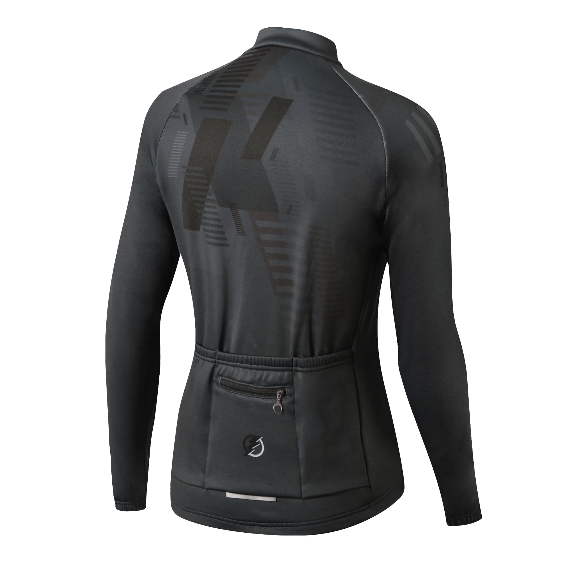 NUCKILY Thermo-Radtrikot für Herren, langärmelig, mit Fleece gefüttert, Fahrradjacke mit Taschen für den Winter und kaltes Wetter, Fahrradbekleidung, MI0042, Dunkelgrau, Größe XL