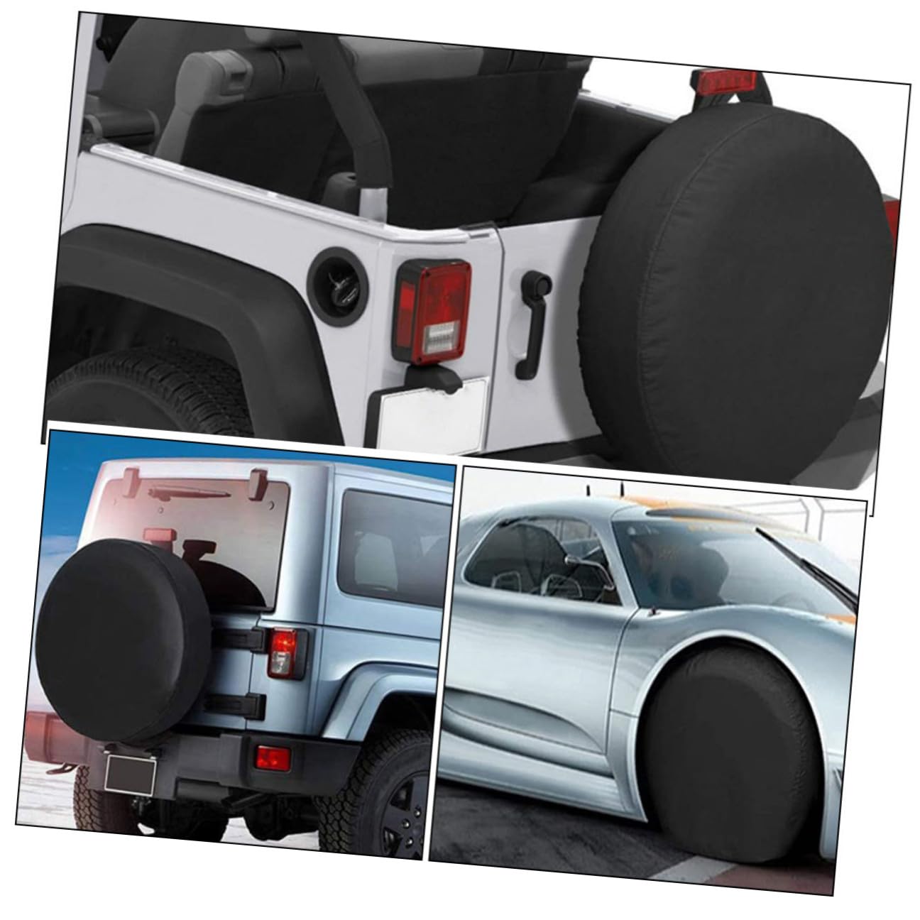 Alasum 2 Pezzi Copertura per Ruota di Scorta 15 Pollici in Pvc Nero, Copriruota per Camper e Auto, Protegge da Detriti, per Ruota e Pneumatico di Scorta