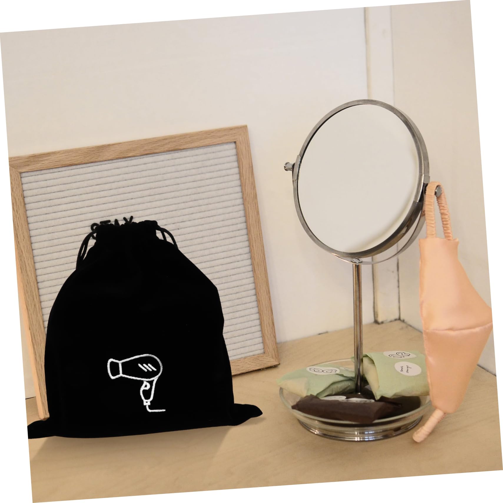DOITOOL 15piezas Bolsa De Almacenamiento De Drawstring Para Secador De Pelo y Joyas De Flanel Para y Organizador Multiusos Negro