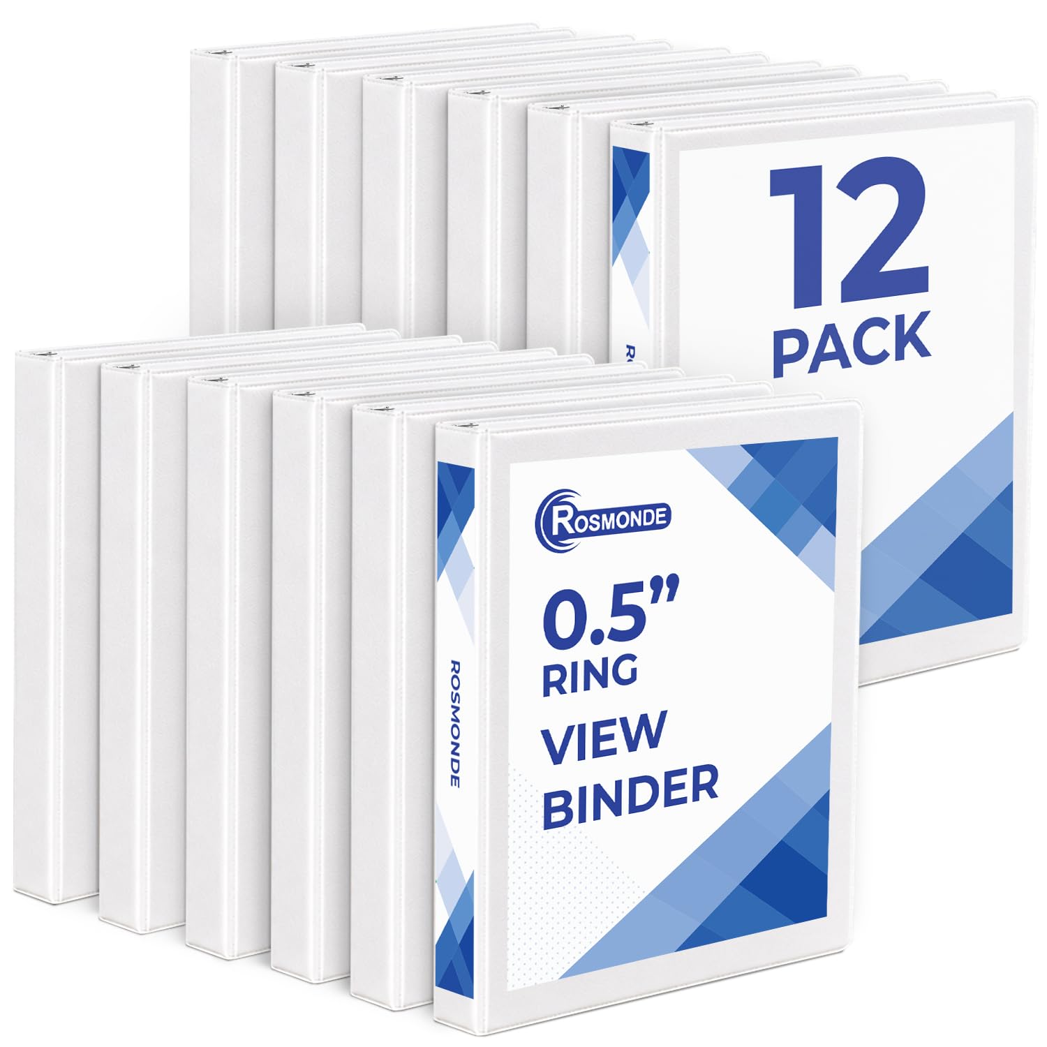 Rosmonde Lot de 12 classeurs à 3 anneaux de 1,3 cm, blanc