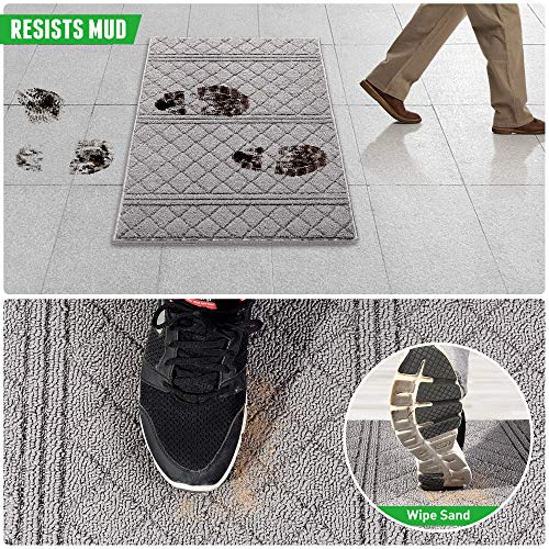 Refetone Indoor Door Mat, 24X36, Non-Slip Absorbent Resist Dirt Door Rug, Machine Washable Low-Profile Inside Floor Mat Doormats For Entryway, Grey #TOP2