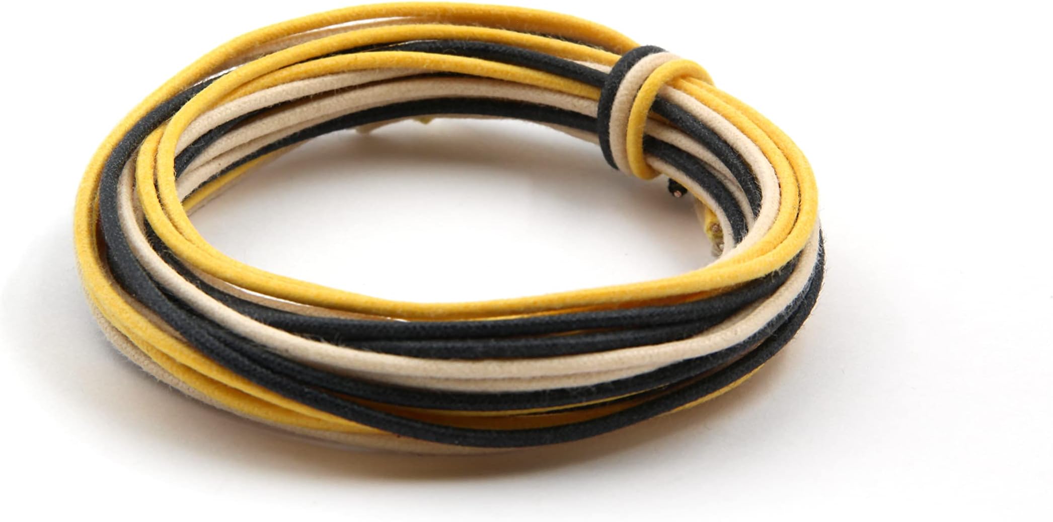 The Art Of Tone Gavitt Pushback Cloth Wire for Electric Guitar, 22awg Pre-tinned Stranded Copper Wire, 6 feet of Each Color, Black/White/Yellow