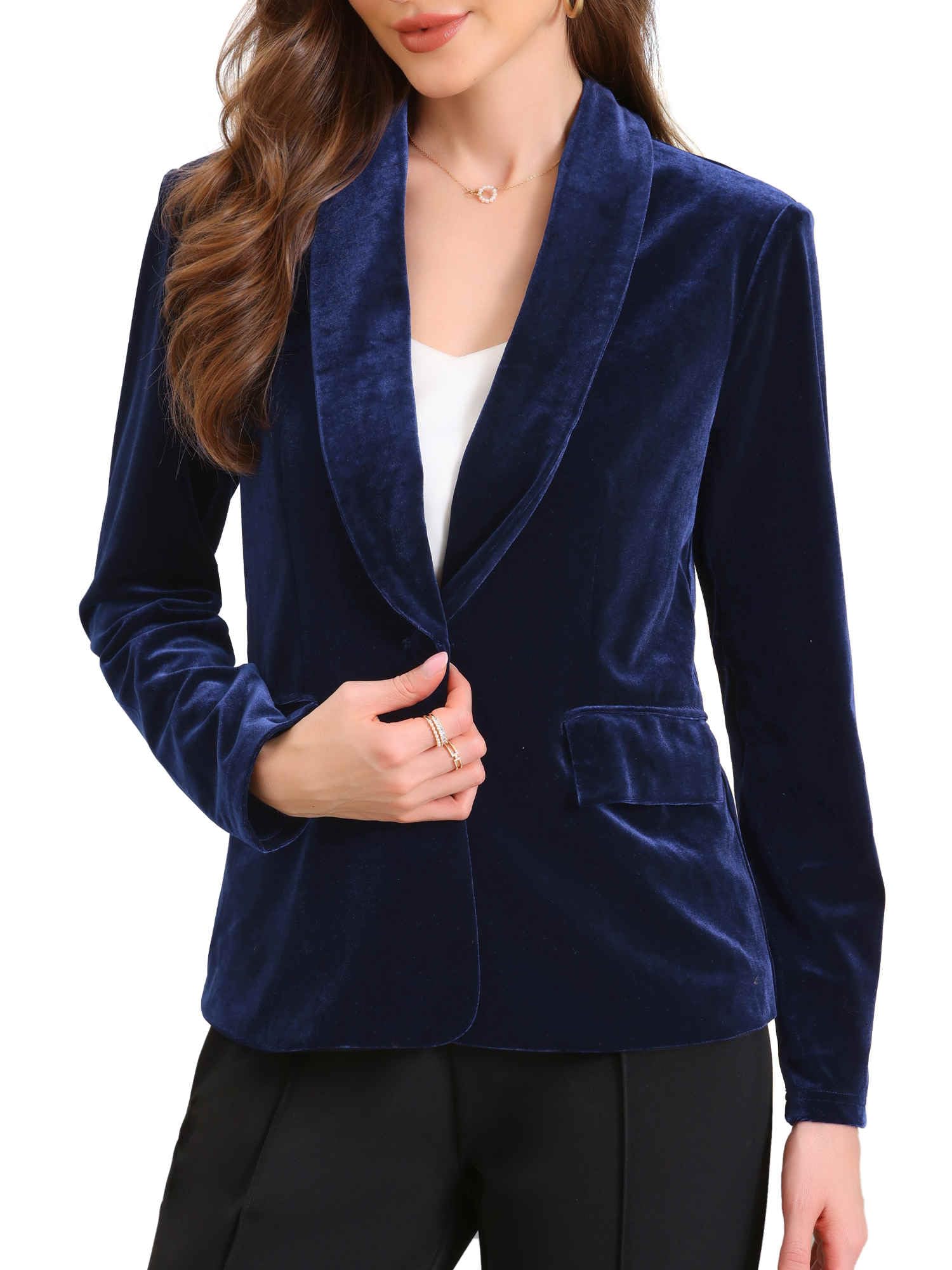 Allegra K Velvet Blazer Jackets for Womens Casual Business 2025 Suit