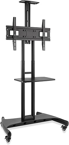 Vista 3 de Mount Factory Carrito de TV móvil con ruedas para TV de 40 a 65 pulgadas, pantalla plana, LED, LCD, OLED, plasma, curva, soporte universal con ruedas