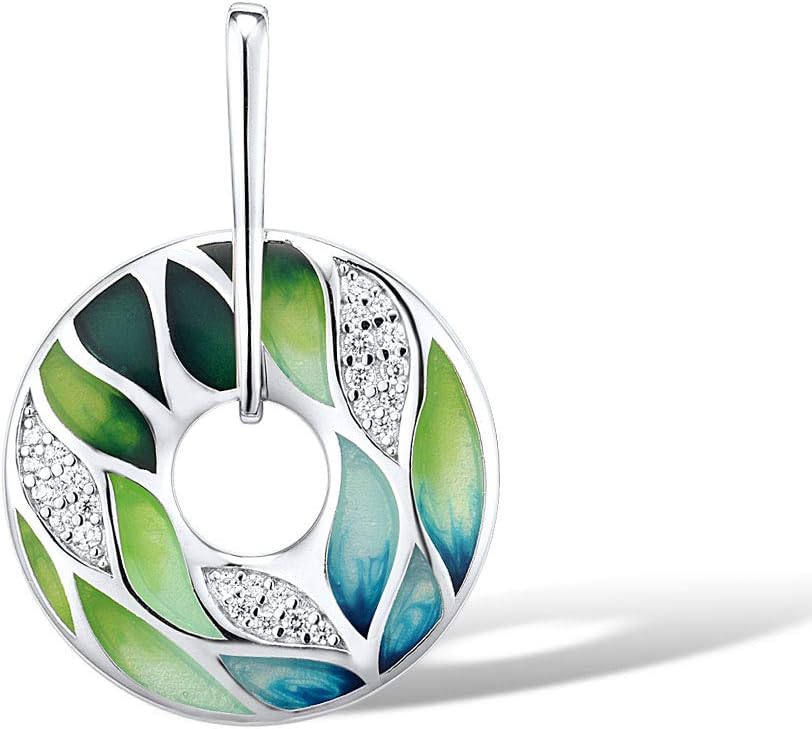 Santuzza 925 Sterling Silver Handmade Enamel Pattern Pendant