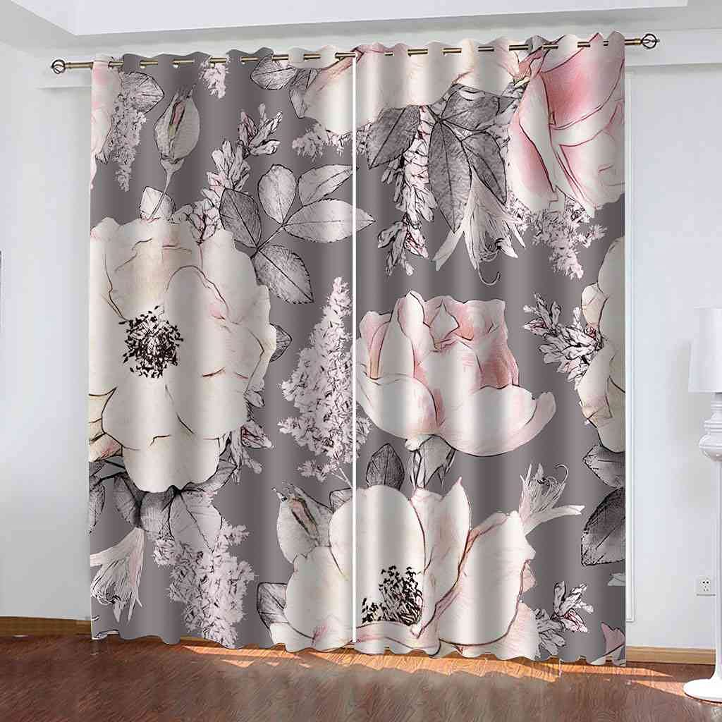 Rideau isolant thermique et phonique fleur rose 264x160 cm salon