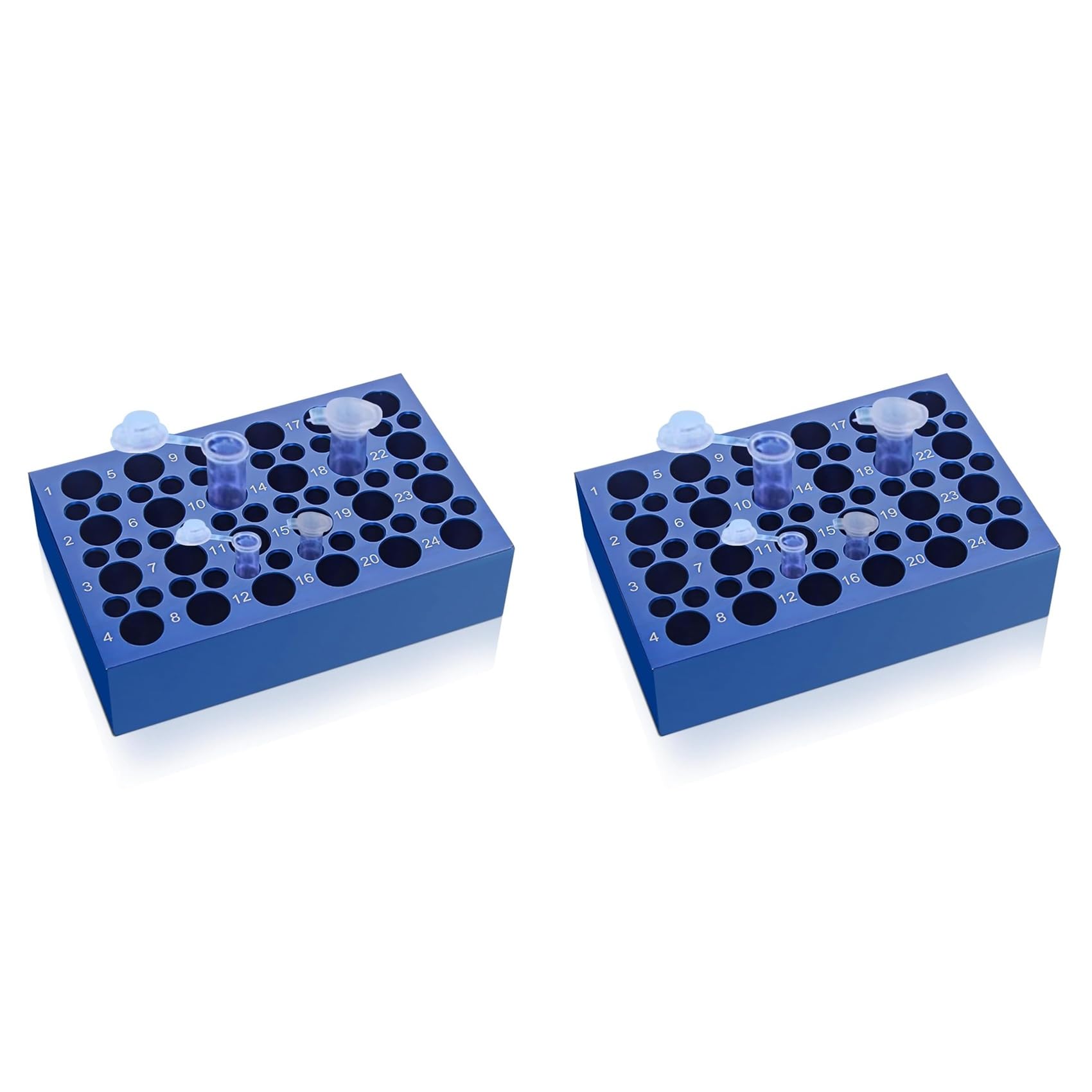 Jnchdghwa 2X Dual-Size Aluminum Cooling Block (24+36) for Tubes - Reusable 0.2ml/1.5ml/2ml Centrifuge Tube Ice Bath Cooler