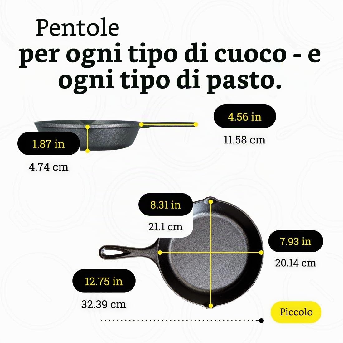 LODGE Set di padelle in ghisa pre-stagionate, 3 pezzi, include padelle da 20,3 cm, 25,7 cm e 30,5 cm