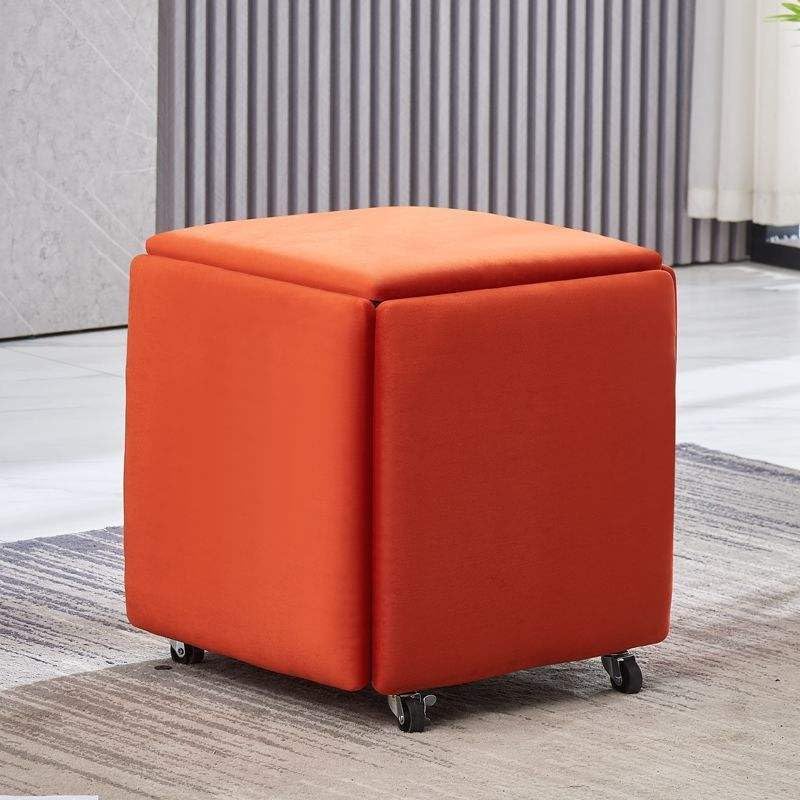 Pouf cube 5 en 1 orange en tissu imperméable de 46x46x48 cm pour salon